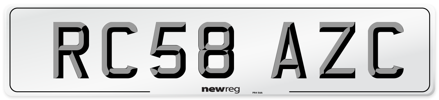 RC58 AZC Number Plate from New Reg